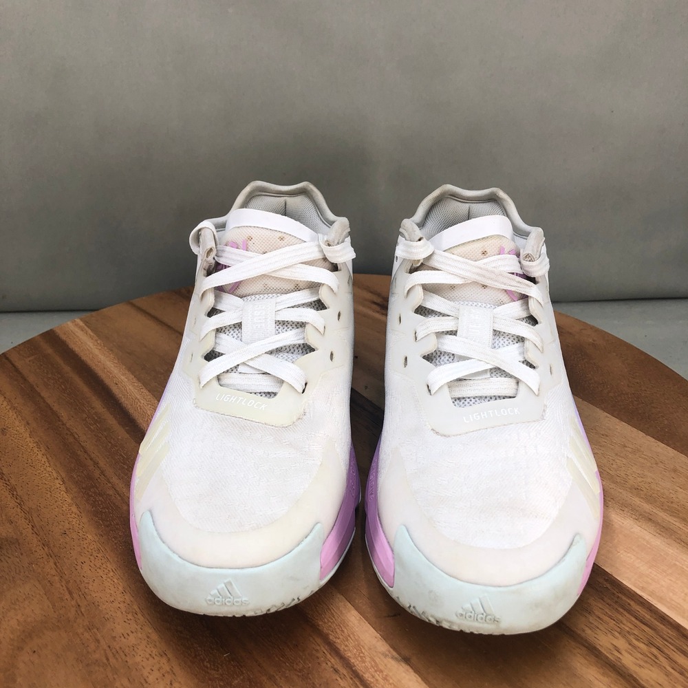 Adidas DON Issue 4 Donovan Mitchell White Multi Basketball Shoes Sneaker Youth 4 - Picture 2 of 8